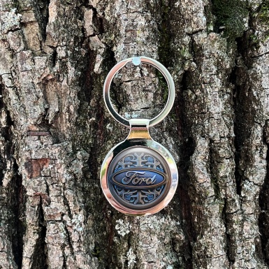 Ford Metal Key Ring Blue Gradient Floral Design Edition