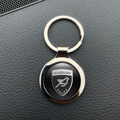 Hamann Keychain Metal Black Silver Gradient Logo Design