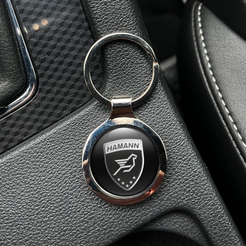 Hamann Keychain Metal Black Silver Gradient Logo Design