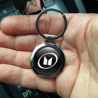 Isuzu Keychain Metal Black White Clean Logo Design
