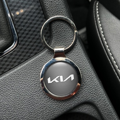 Kia Key Fob Metal Light Carbon Outline White Logo Design