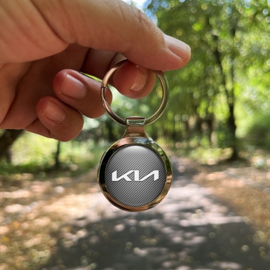Kia Key Fob Metal Light Carbon Outline White Logo Design