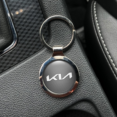 Kia Key Fob Metal Light Carbon Outline White Logo Design