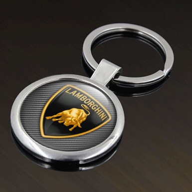 Lamborghini Keychain Metal Light Carbon Black Gold Shield Edition