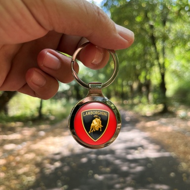 Lamborghini Metal Fob Chain Red Black Gold Shield Design