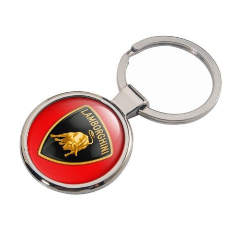 Lamborghini Metal Fob Chain Red Black Gold Shield Design