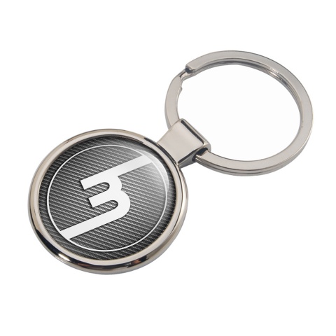 Mazda Miata Keychain Metal Light Carbon Circle White Logo Edition