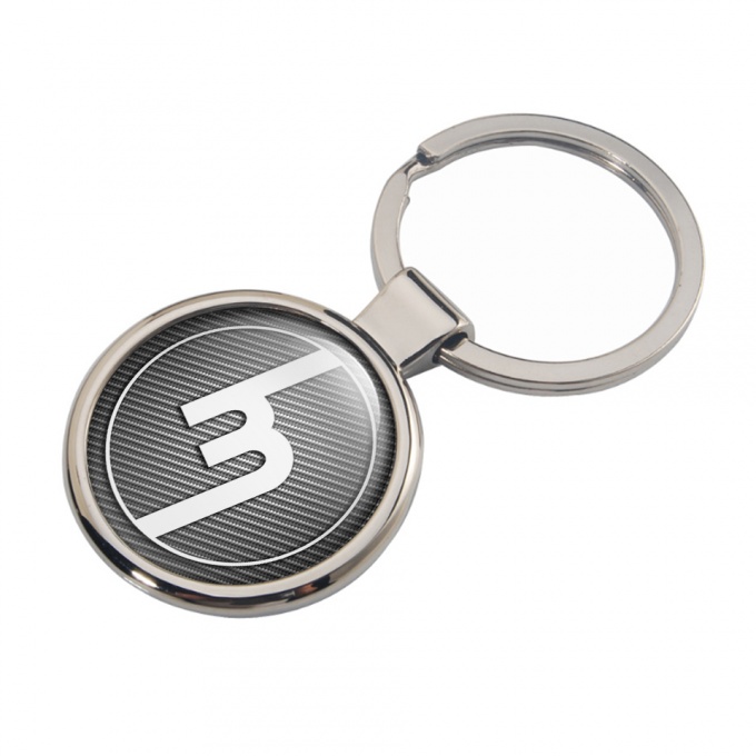 Mazda Miata Keychain Metal Light Carbon Circle White Logo Edition
