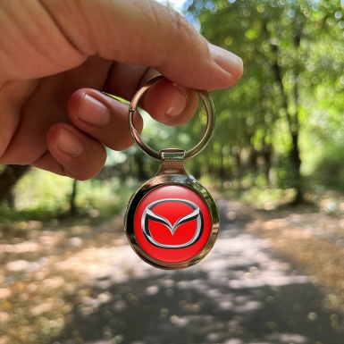 Mazda Key Holder Metal Red Chrome Classic Emblem Design