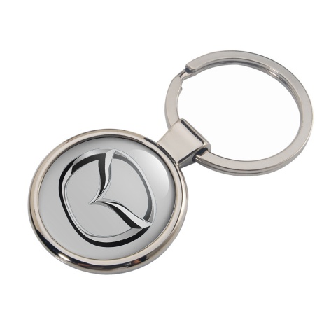 Mazda Metal Fob Chain Light Grey Chrome Classic Emblem Design