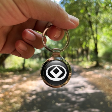 Mazda Key Fob Metal Black White Oval Logo Design