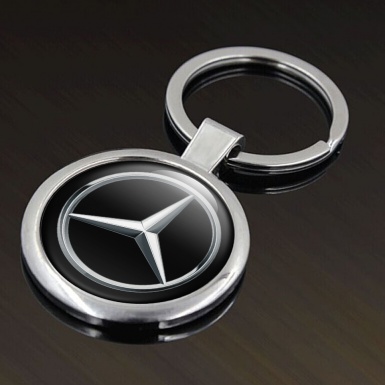 Mercedes Benz Key Holder Metal Black Silver Circle Chrome Tint Emblem