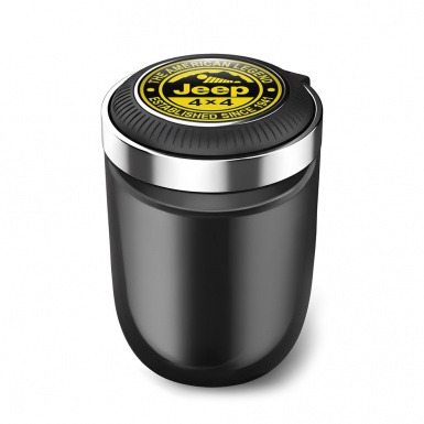 Jeep Car Ashtray for Cigarette Black Yellow Logo Print 