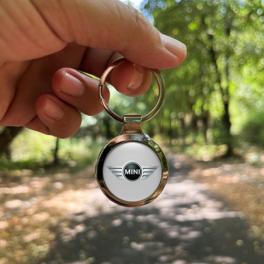 Mini Cooper Metal Key Ring Light Grey Metallic Silver Tint Edition