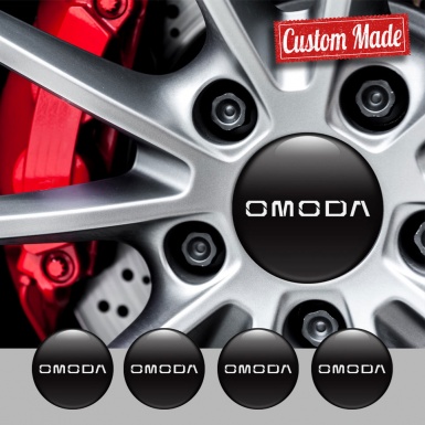 Omoda Emblems For Wheel Caps Black Base Classic Logo