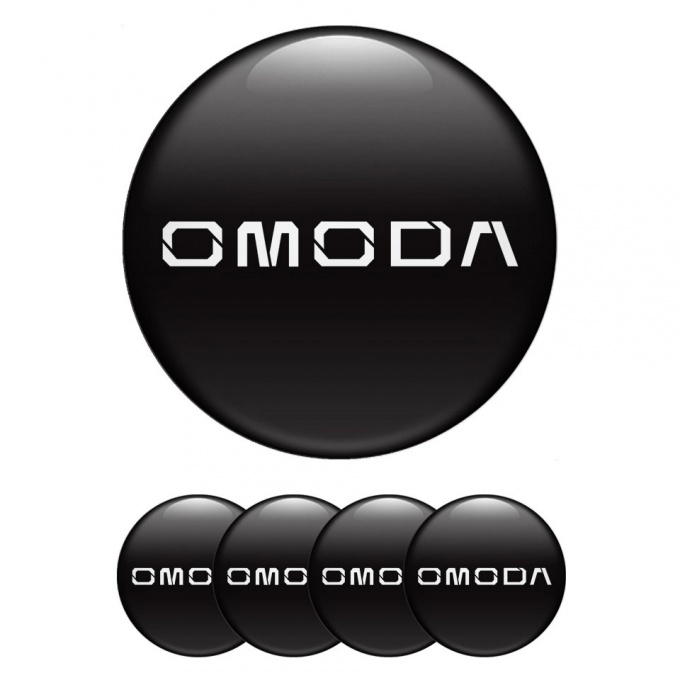 Omoda Emblems For Wheel Caps Black Base Classic Logo