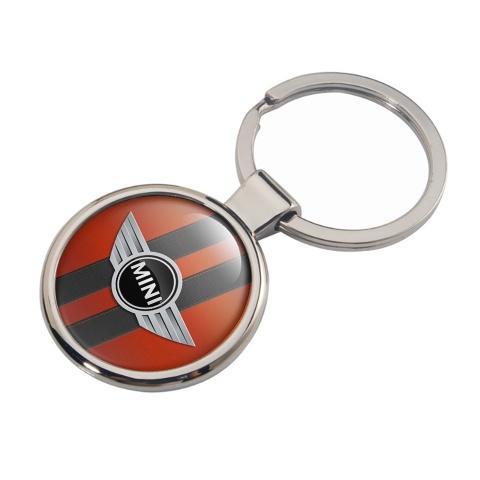 Mini Cooper Keychain Metal Orange Black Sport Silver Tint Design