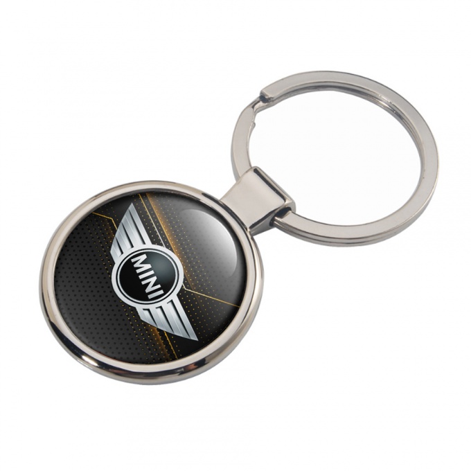 Mini Cooper Key Fob Metal Black Orange Futuristic Lines Silver Tint Design