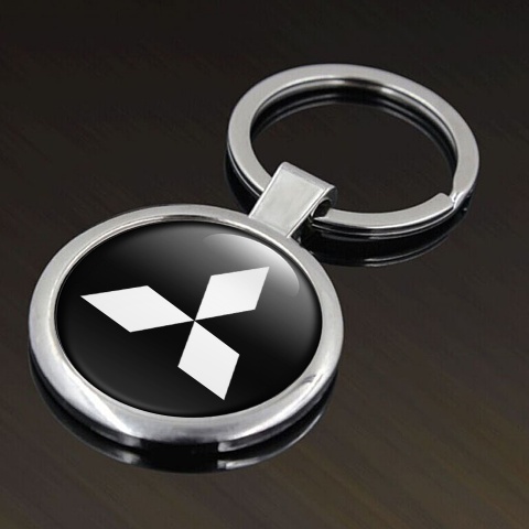 Mitsubishi Key Holder Metal Black White Classic Clean Logo Style
