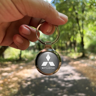 Mitsubishi Key Fob Metal Light Carbon White Shadow Classic Logo Design