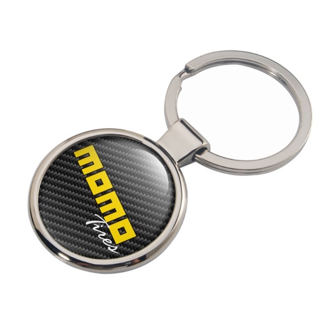Momo Keychain Metal Dark Carbon Yellow Classic Logo Design