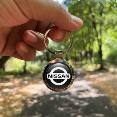 Nissan Key Ring Holder Black White Circle Classic Logo Design