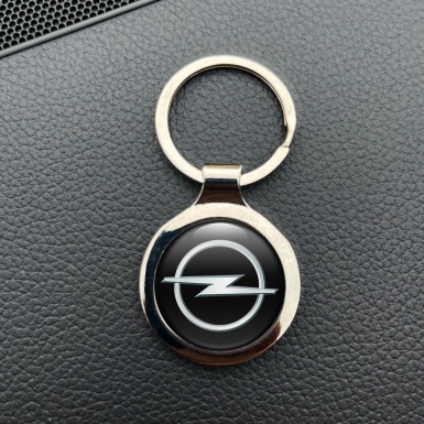 Opel Metal Key Ring Black Metallic Bevel Classic Logo Design