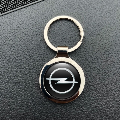 Opel Metal Key Ring Black Metallic Bevel Classic Logo Design
