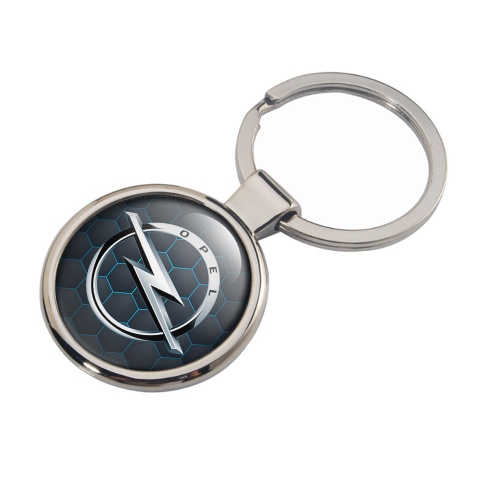 Opel Key Holder Metal Graphite Neon Blue Honeycomb Silver Logo Design
