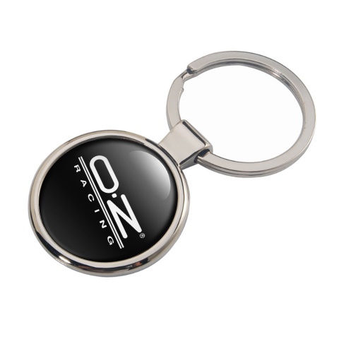 OZ Racing Metal Key Ring Black White Stripes Logo Design