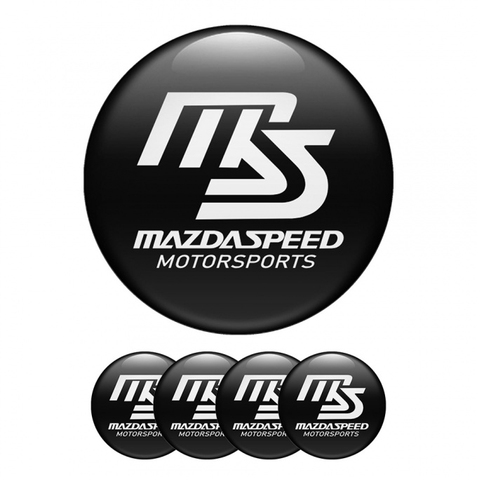 Mazda Speed Wheel Center Cap Domed Stickers Black