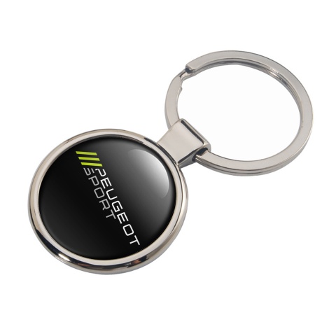 Peugeot Sport Metal Key Holder Black Lime Stripes White Logo Design