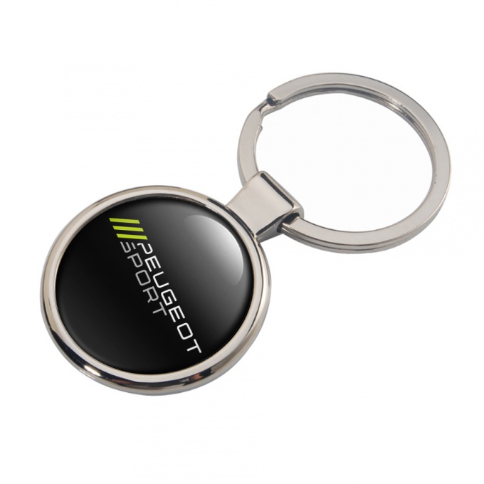 Peugeot Sport Metal Key Holder Black Lime Stripes White Logo Design