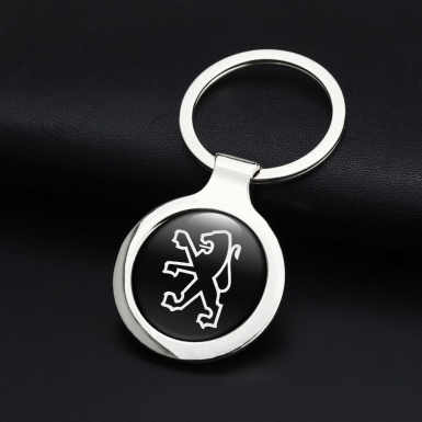 Peugeot Metal Fob Chain Black White Lion Logo Edition