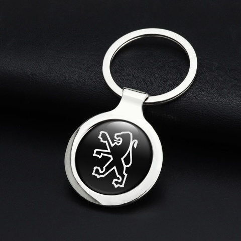 Peugeot Metal Fob Chain Black White Lion Logo Edition