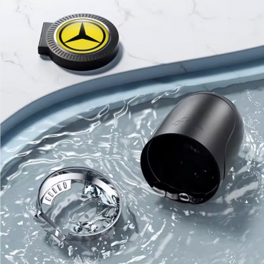 Mercedes Ashtray Logo Container for Cigarette LED Yellow Black Style 