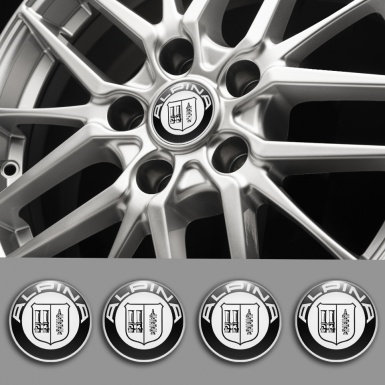 BMW Alpina Silicone Sticker Wheel Center Hub Cap Black White
