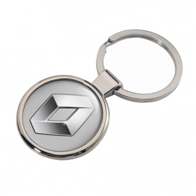 Renault Keychain Metal Light Grey Chrome Log Edition