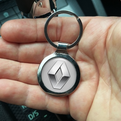 Renault Keychain Metal Light Grey Chrome Log Edition