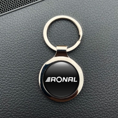 Ronal Keychain Metal Black Clean Logo Design