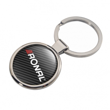Ronal Ronal Metal Key Ring Dark Carbon White Logo Red Stripes Design