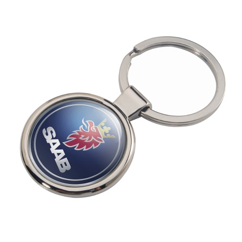 Saab Key Holder Metal Dark Blue Silver Ring Edition