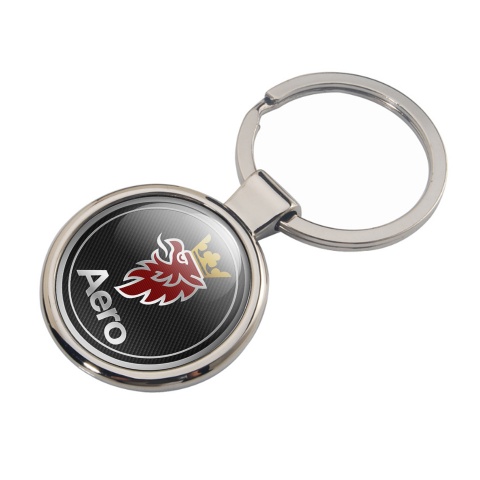 Saab Aero Keychain Metal Dark Carbon Red Griffon Design