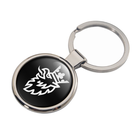 Saab Metal Key Ring Black  White Griffon Crown Edition