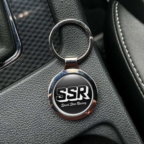 SSR Key Fob Metal Black White Line Classic Design