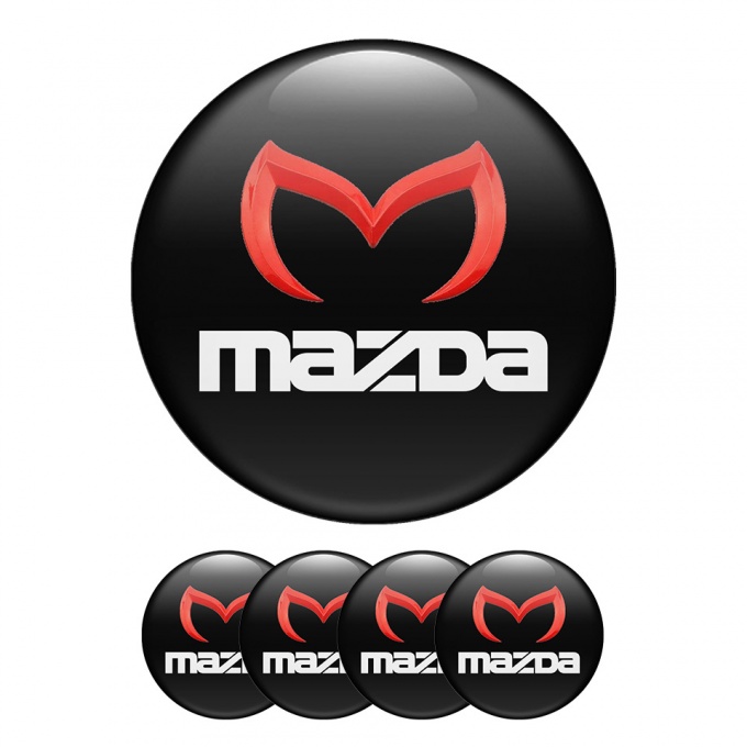Mazda   Wheel Center Cap Domed Stickers White Inscription