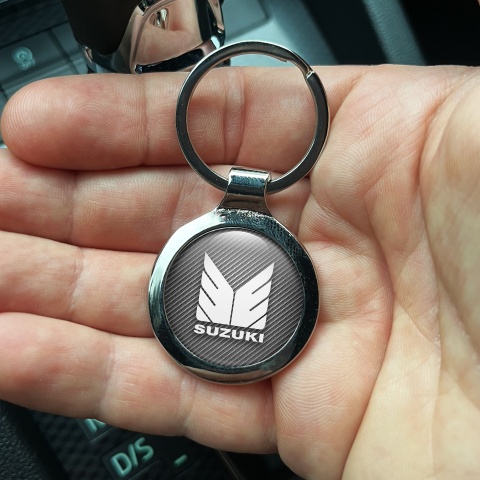 Suzuki Keychain Metal Light Carbon White Logo Edition