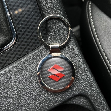 Suzuki Key Holder Metal Light Carbon Red Logo Effect Edition