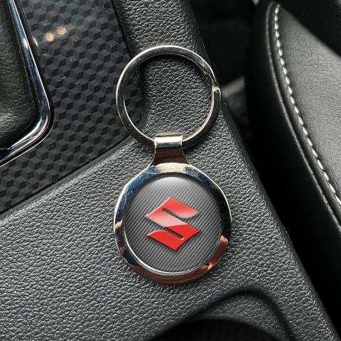 Suzuki Key Holder Metal Light Carbon Red Logo Effect Edition