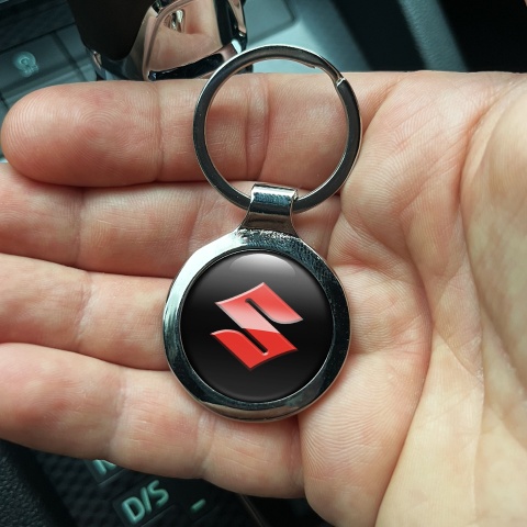 Suzuki Metal Fob Chain Black Red Gradient Overlay Design